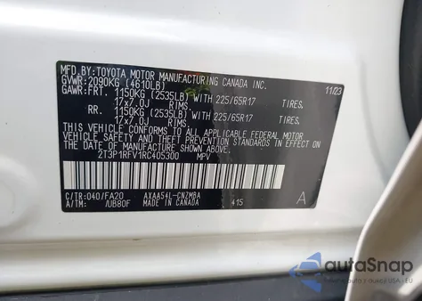 2024 Toyota Rav4 Xle из США, поврежденный, VIN 2T3P1RFV1RC405300